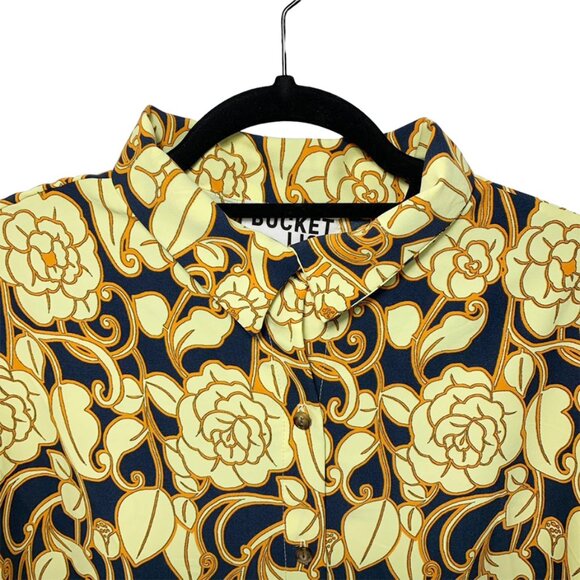 BUCKET LIST Mixed Print Boxy Button Down Top - Picture 3 of 6